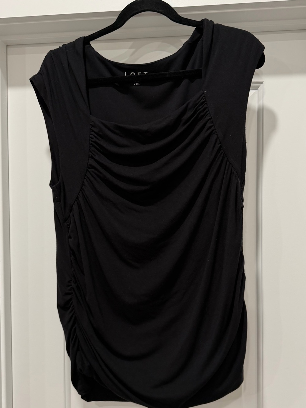 LOFT Black Draped Sleeveless Top